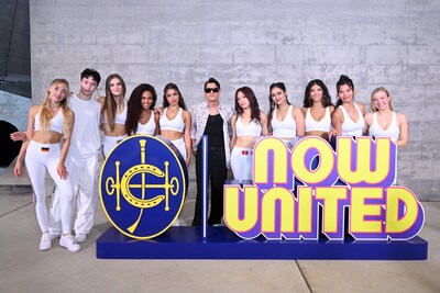 The HKJC high stars ambassador Aaron Kwok (center), with the new Hong Kong of Now United, member of China Ariel Tsang (5th on the right) and other members of the group. (Prnewsfoto / The Hong Kong Jockey Club)