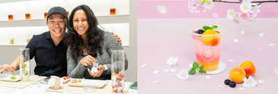 Left: Travelers from around the world enjoying the Ume experience; Right: Limited seasonal drink “SAKURA HANAMI UME SODA”
