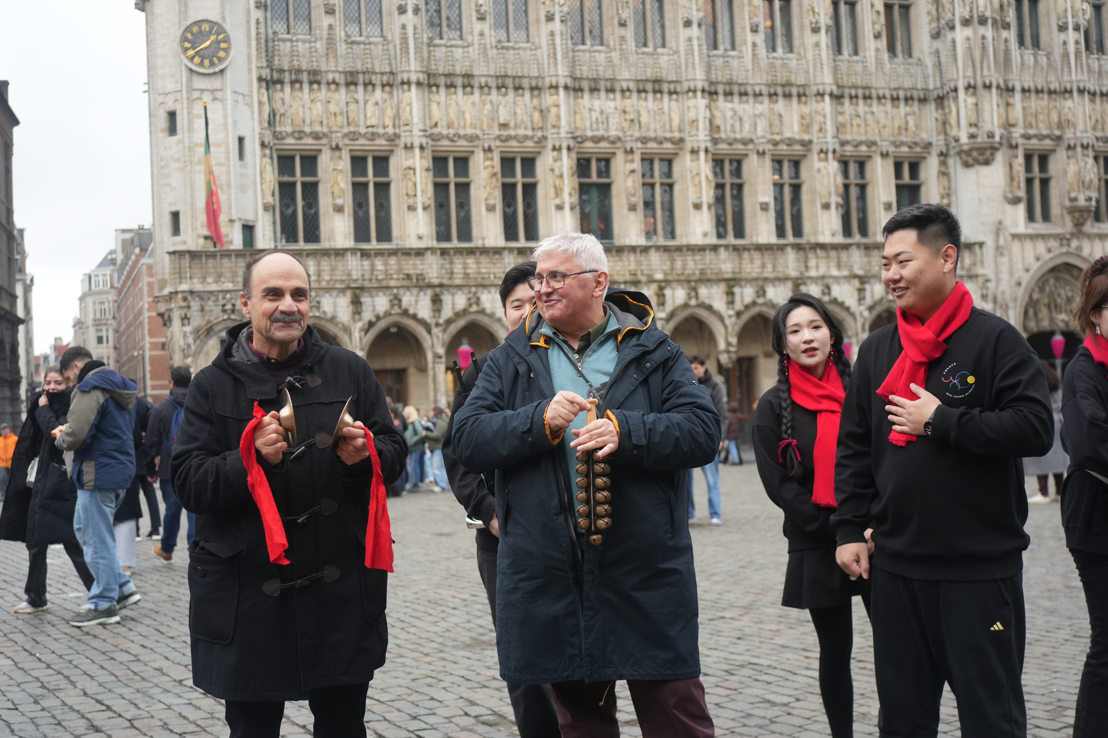 Caption: Local residents experienced traditional Chinese instruments at the street event.
