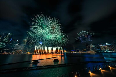 Spectators at Marina Bay cheered as a fun display inspired by Toy Story Place – one of seven themed areas aboard the Disney Adventure – lit up the night sky.