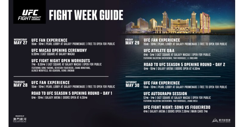 Galaxy Macau and UFC Co-present an Action-packed Series of Interactive Events Throughout Fight Week for UFC FIGHT NIGHT Macau