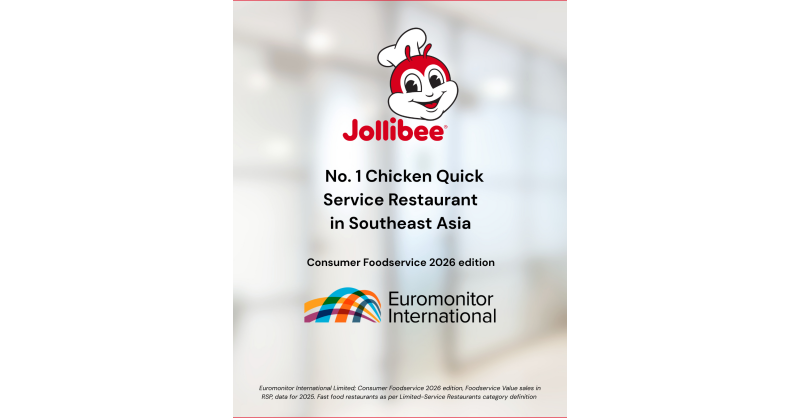 Jollibee named No.1 Chicken Quick Service Restaurant in Southeast Asia by Euromonitor International