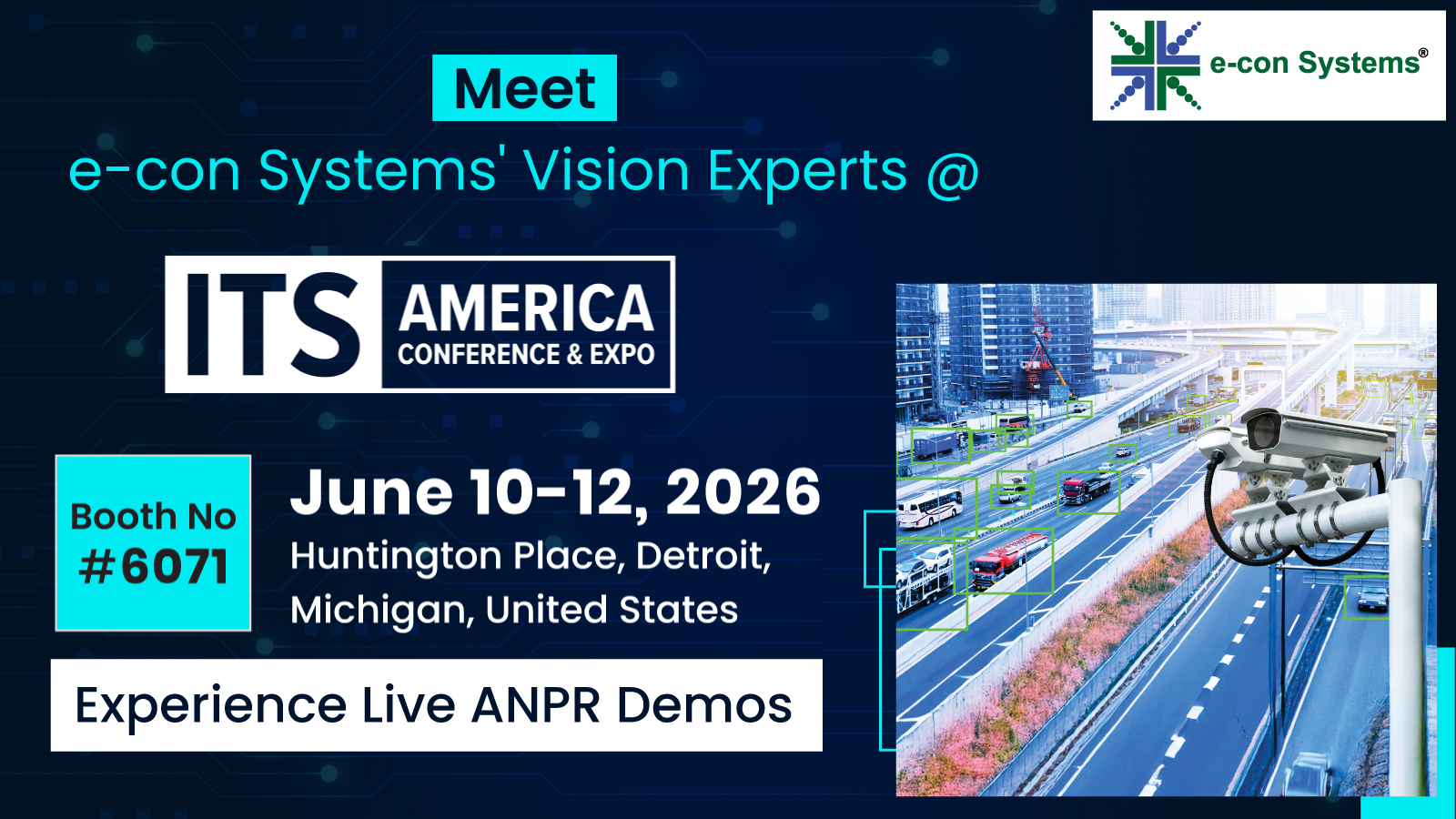 e-con Systems to Showcase AI-Powered Smart Cameras and Urban Mobility Vision Solutions at ITS America Conference & Expo 2026 e-con Systems at ITS America 2026