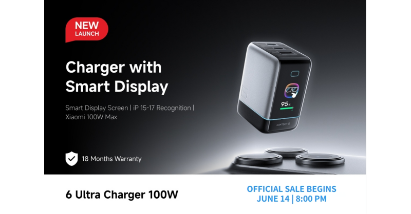 CUKTECH 6 Ultra 100W Smart Display Charger Launches in the Philippines on June 14