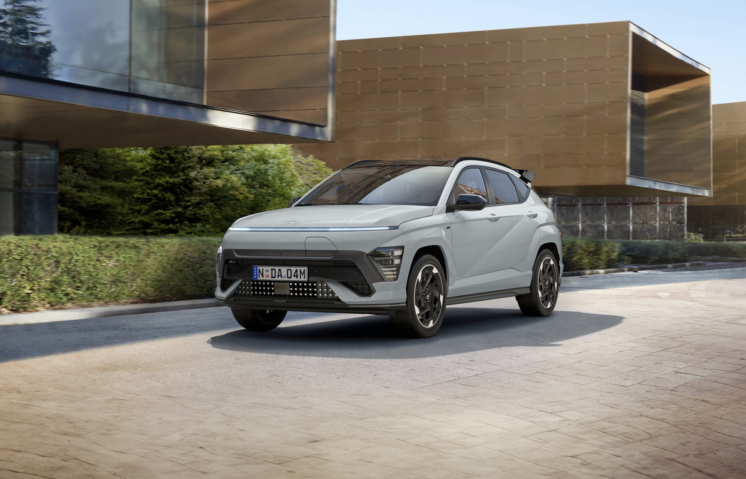 SX2 KONA Electric N Line front angle Cyber Grey
