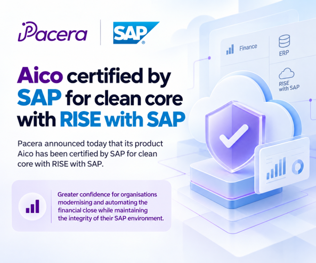 Pacera announced today that its product Aico has been certified by SAP for clean core with RISE with SAP